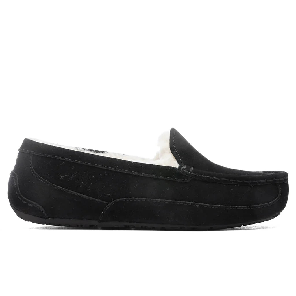 Kids Ascot Slipper Black Suede