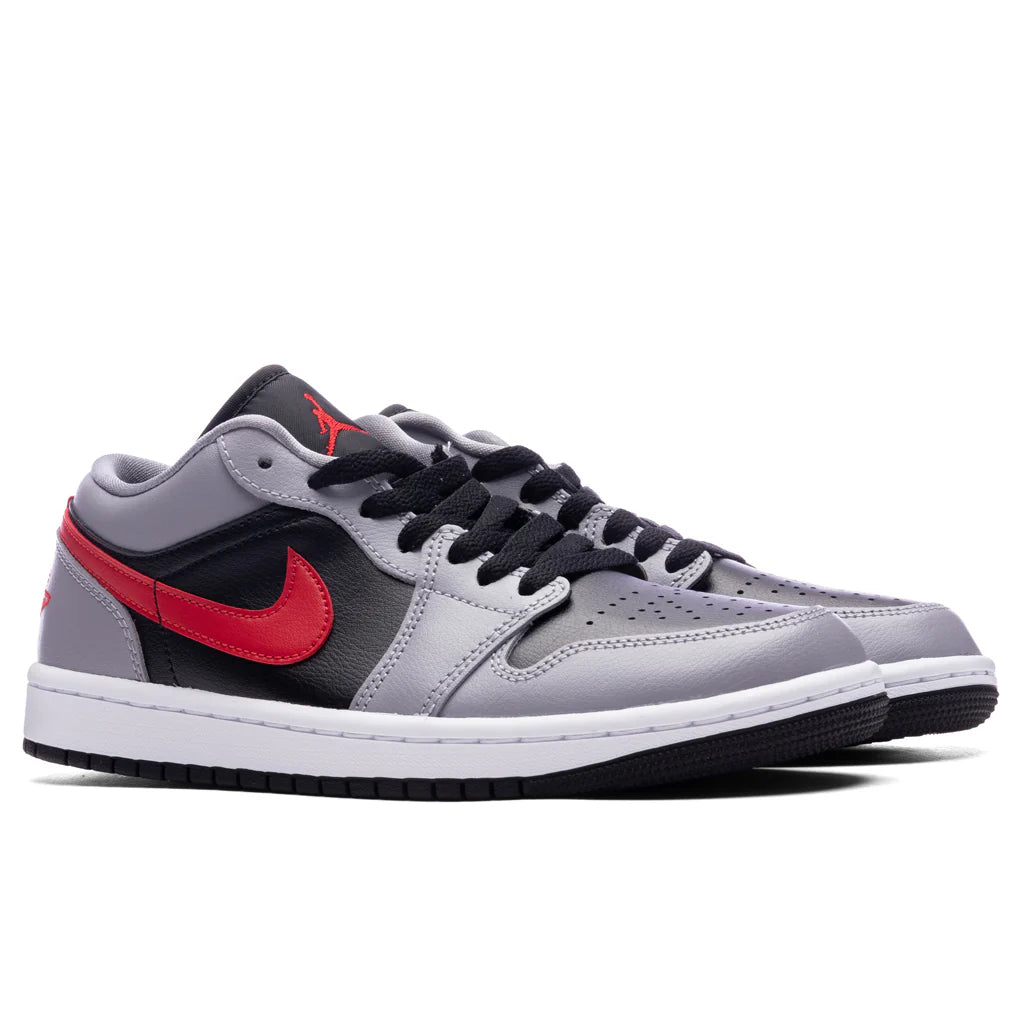 Womens Air Jordan 1 Low Cement Grey Fire Red Black