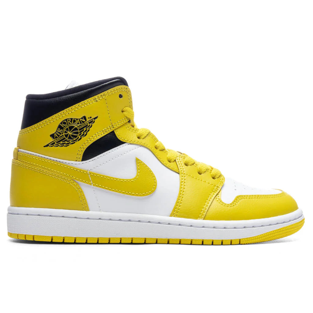 Womens Air Jordan 1 Mid White Vivid Sulfur Black