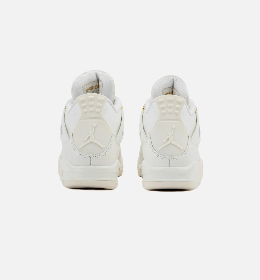 Air Jordan 4 Retro White and Gold Womens Lifestyle Shoe Sail Metallic Gold Black Limit One Per Customer