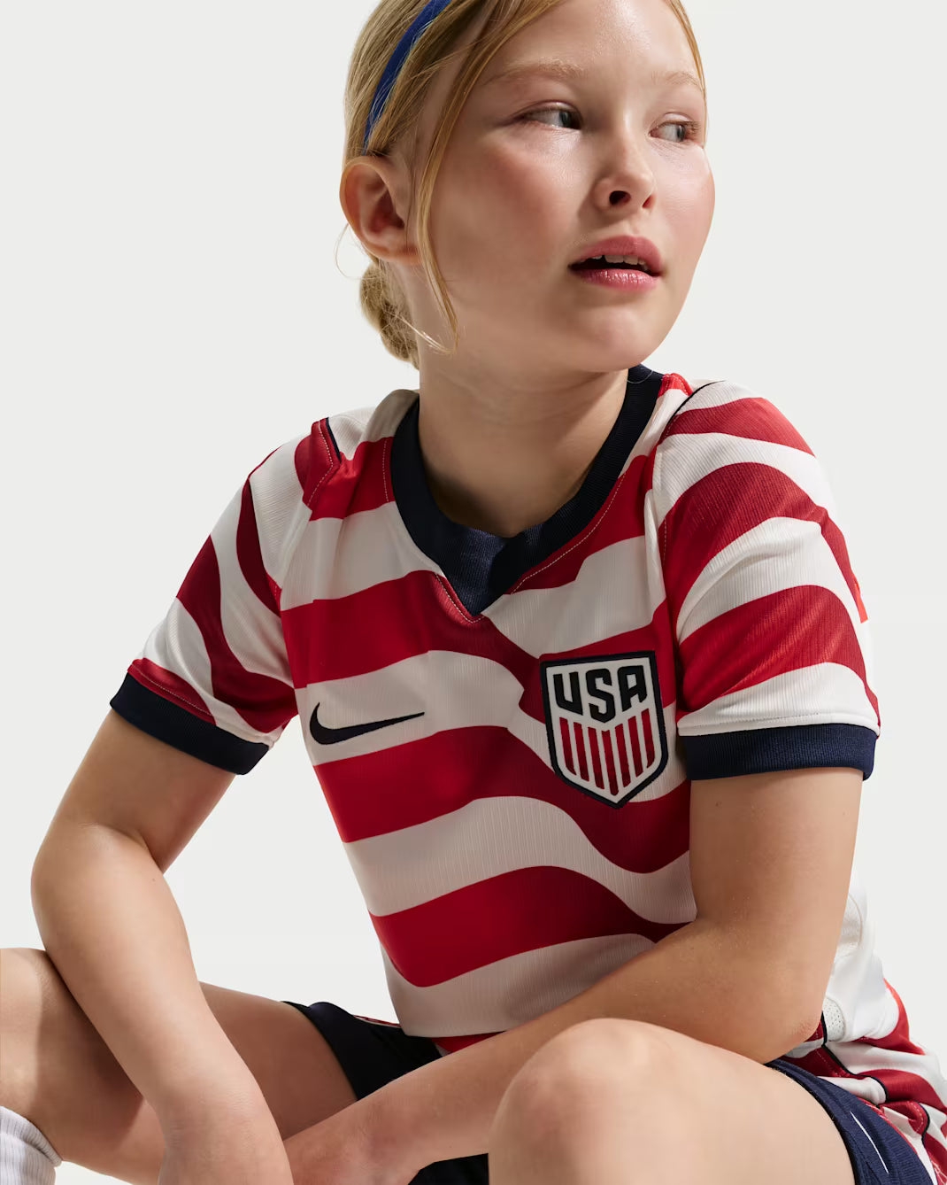 Nike USMNT Home Youth Soccer Jersey 2026 White Red NO STARS