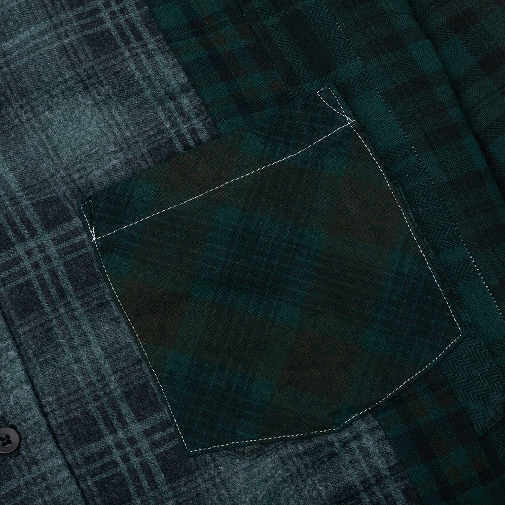 Over Dye 7 Cuts Wide Shirt Green