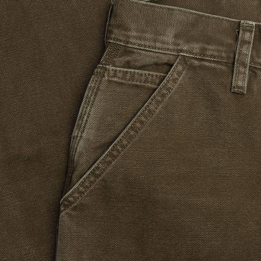 Canvas Double Knee Work Pant Washed Moss Green
