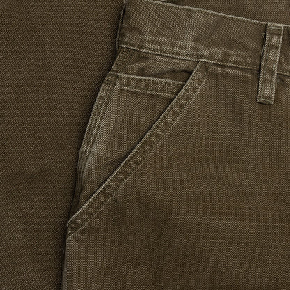 Canvas Double Knee Work Pant Washed Moss Green
