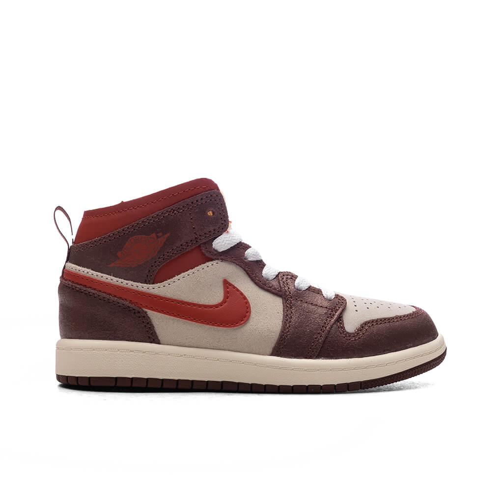 Jordan 1 Mid SE PS Coconut Milk Varsity Red Dark Pony
