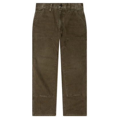 Canvas Double Knee Work Pant Washed Moss Green