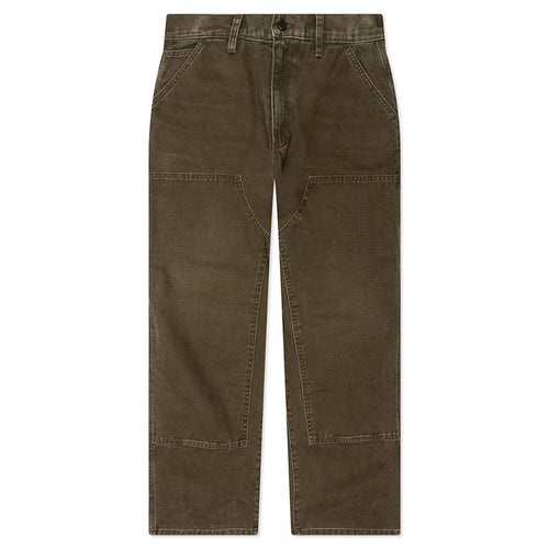 Canvas Double Knee Work Pant Washed Moss Green