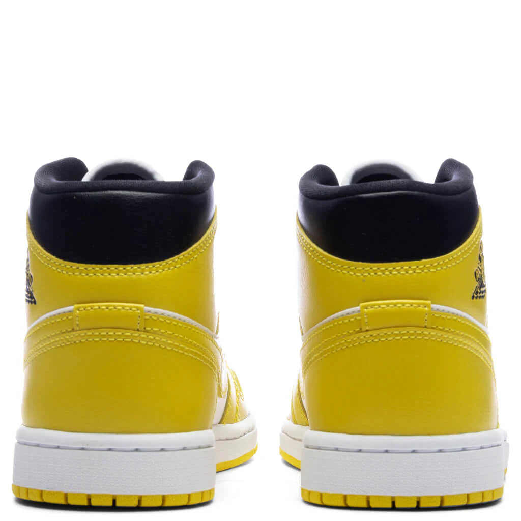 Womens Air Jordan 1 Mid White Vivid Sulfur Black