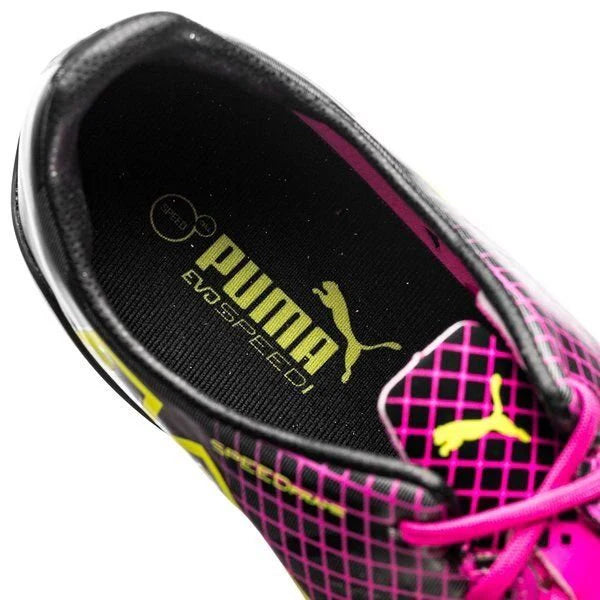 PUMA Evospeed 15 Tricks FG Firm Ground Soccer Cleats Pink Glo Safety Yellow