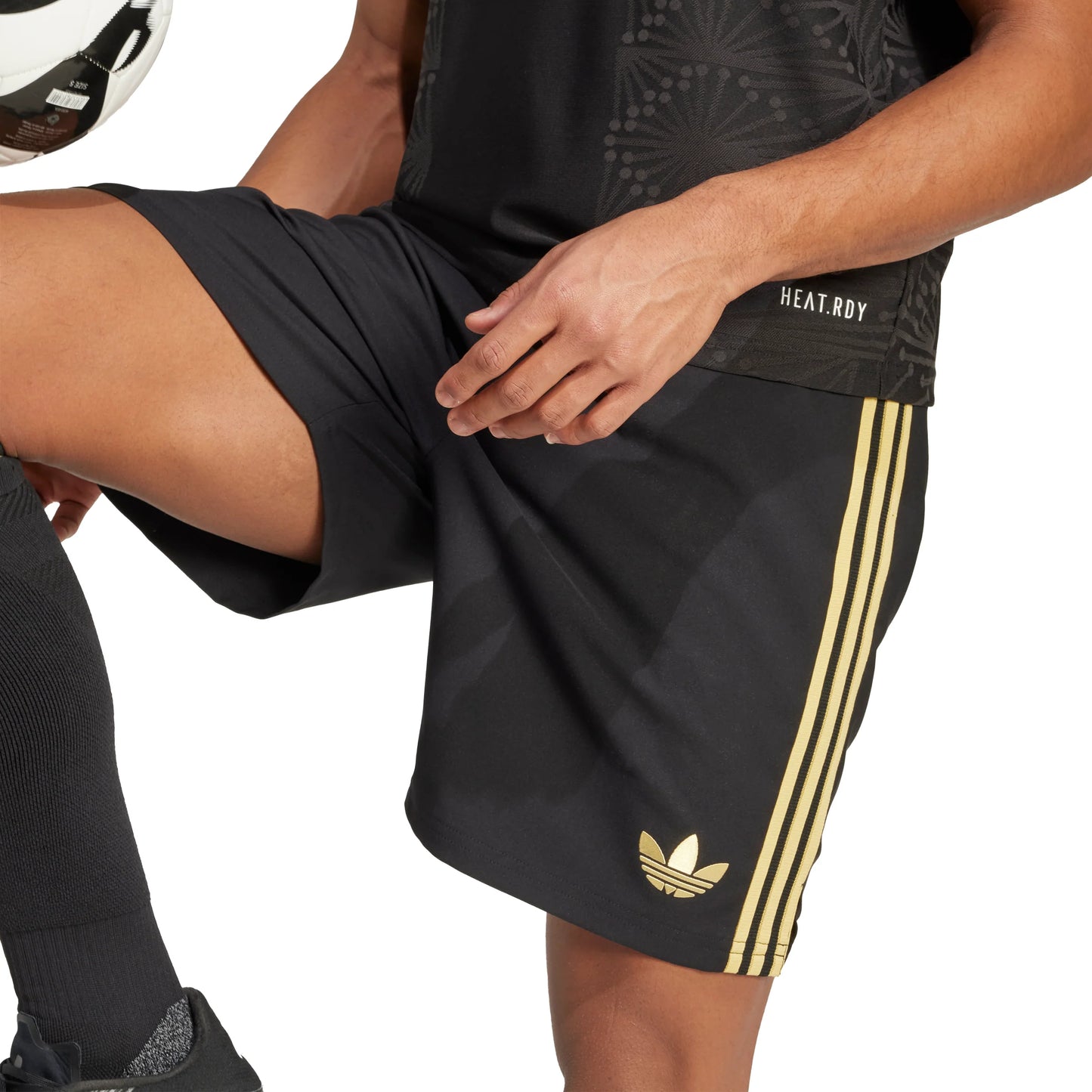 adidas Mexico 25 Gold Mens Soccer Shorts Black