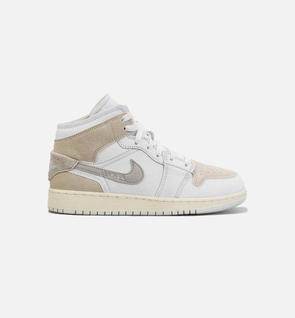 Air Jordan 1 Mid SE Craft Grade School Lifestyle Shoe Grey Beige