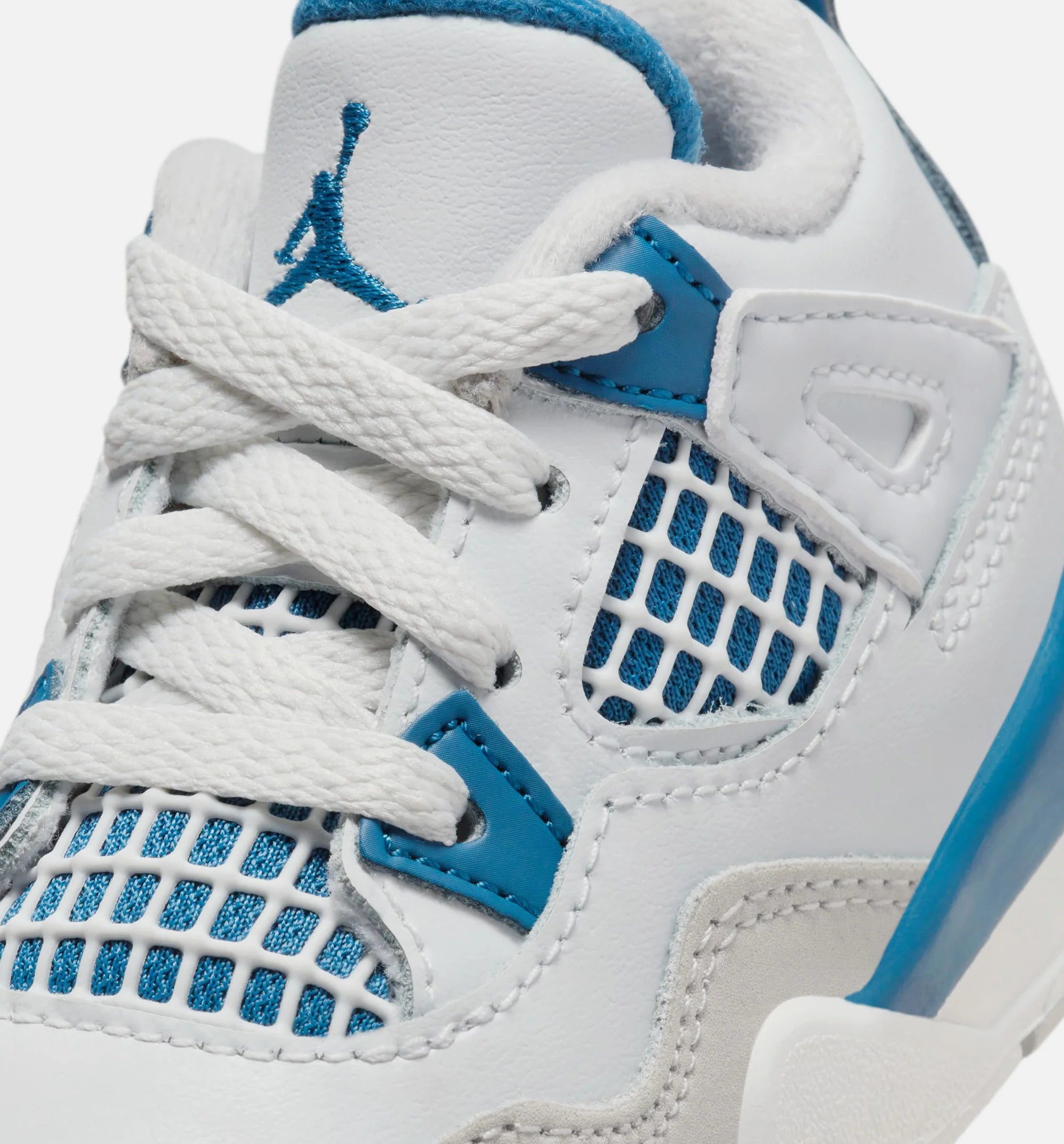 Air Jordan 4 Retro Military Blue Infant Toddler Lifestyle Shoe Off White Military Blue Neutral Grey