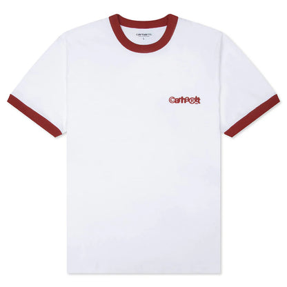 S S Ip Ringer T Shirt White Red Red