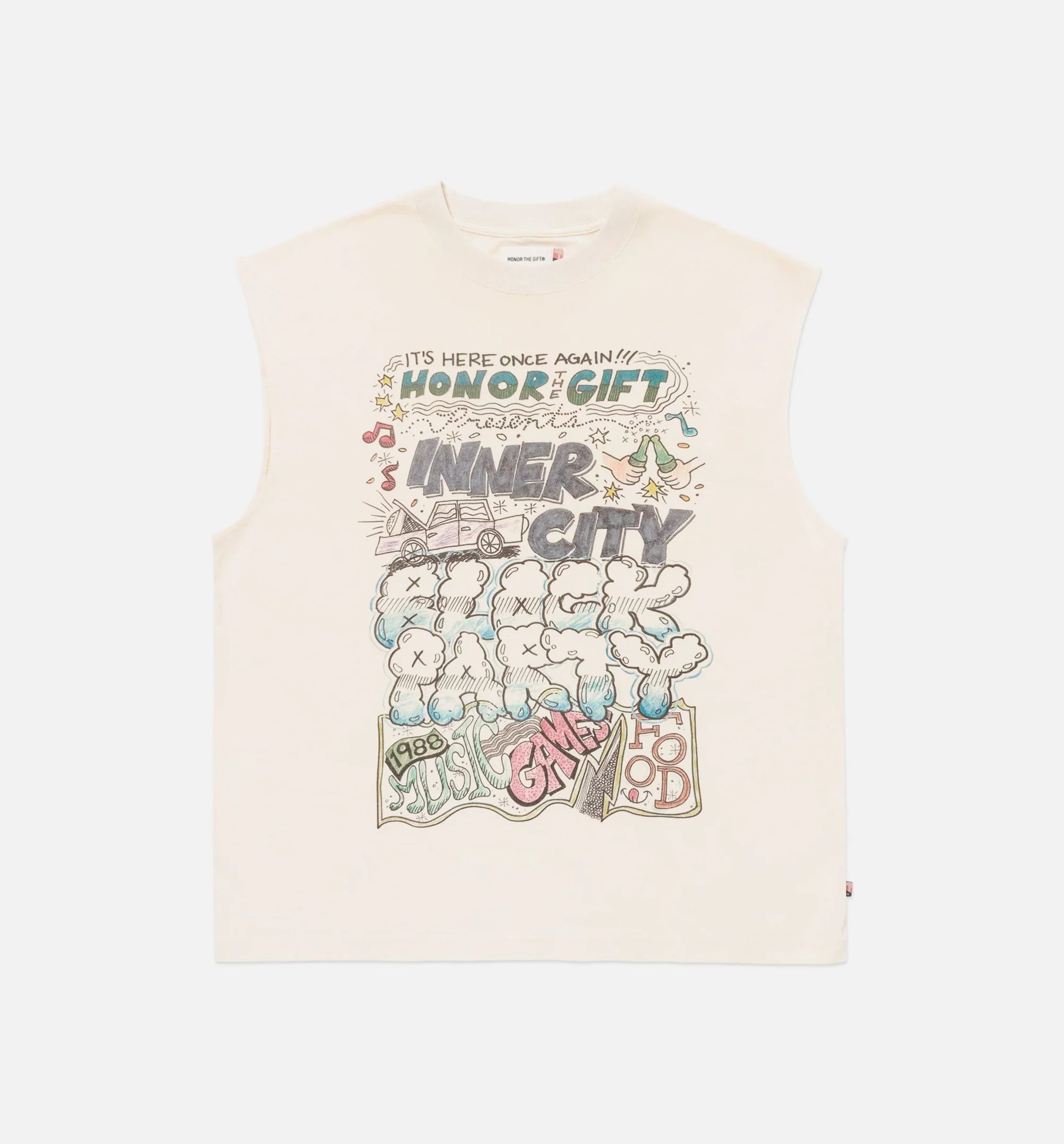 Block Party Cut Off Mens Short Sleeve Shirt Bone