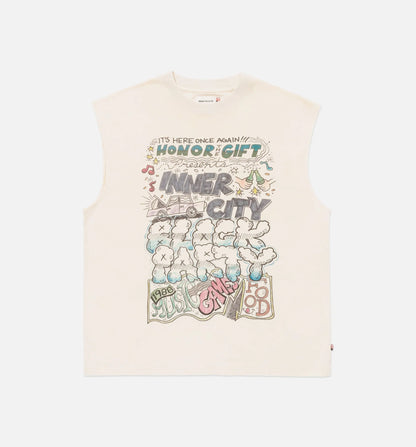 Block Party Cut Off Mens Short Sleeve Shirt Bone