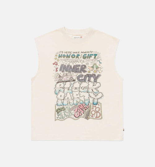 Block Party Cut Off Mens Short Sleeve Shirt Bone