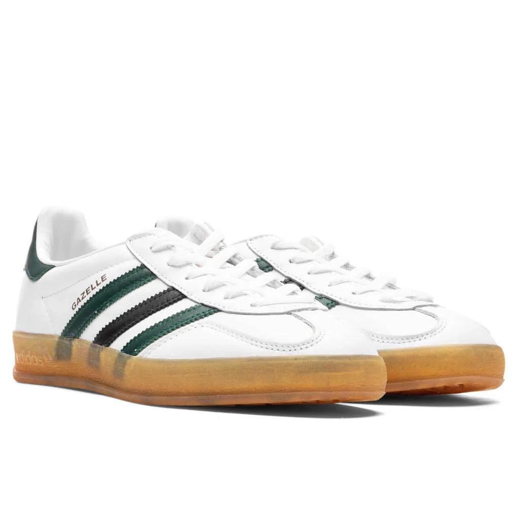 Womens Gazelle Indoor White Collegiate Green Core Black