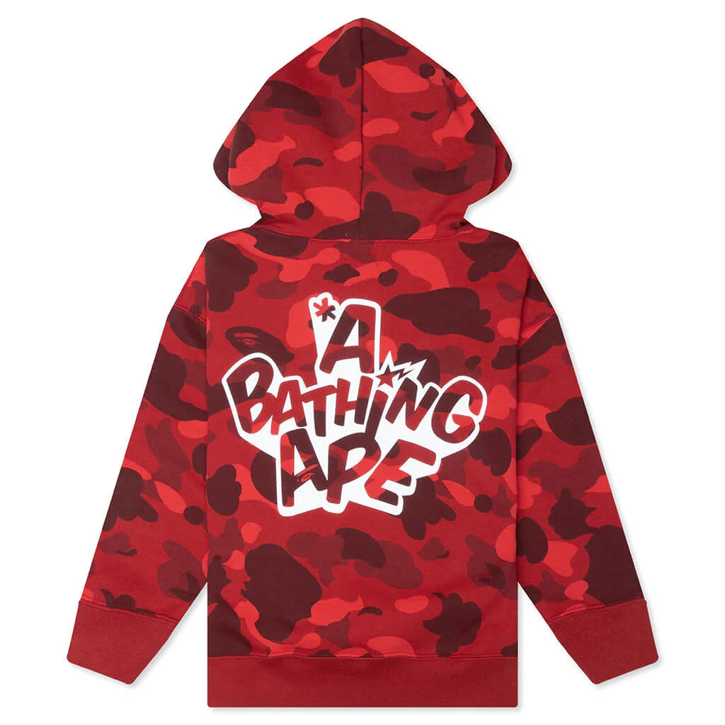Kids Color Camo Ape Head Relaxed Fit Pullover Hoodie Red