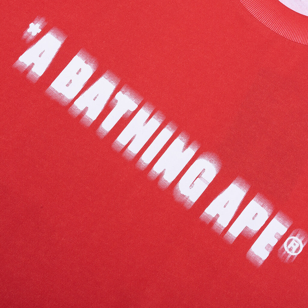 Spray Print Bathing Ape Logo Relaxed Fit Tee Red