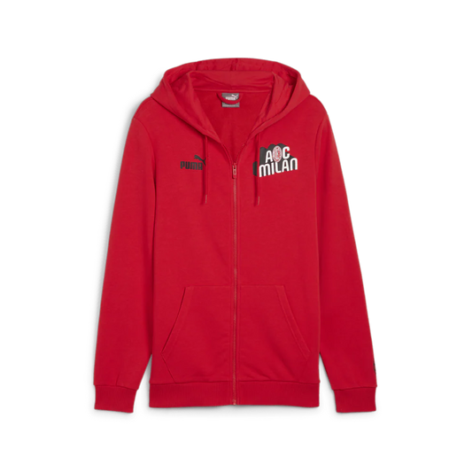 PUMA AC Milan Culture Hooded Sweat Jacket Red Black