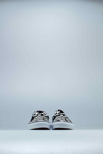 Overprint Check Classic Slip On Mens Shoe Checkerboard Black White