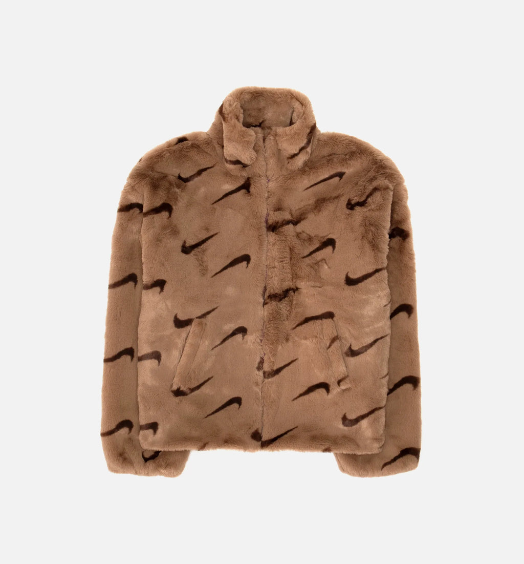 NSW AOP Faux Fur Womens Jacket Brown