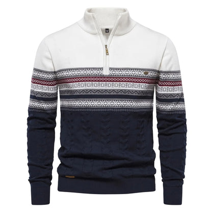 Mens Half Zip Stand Collar Polo Sweater