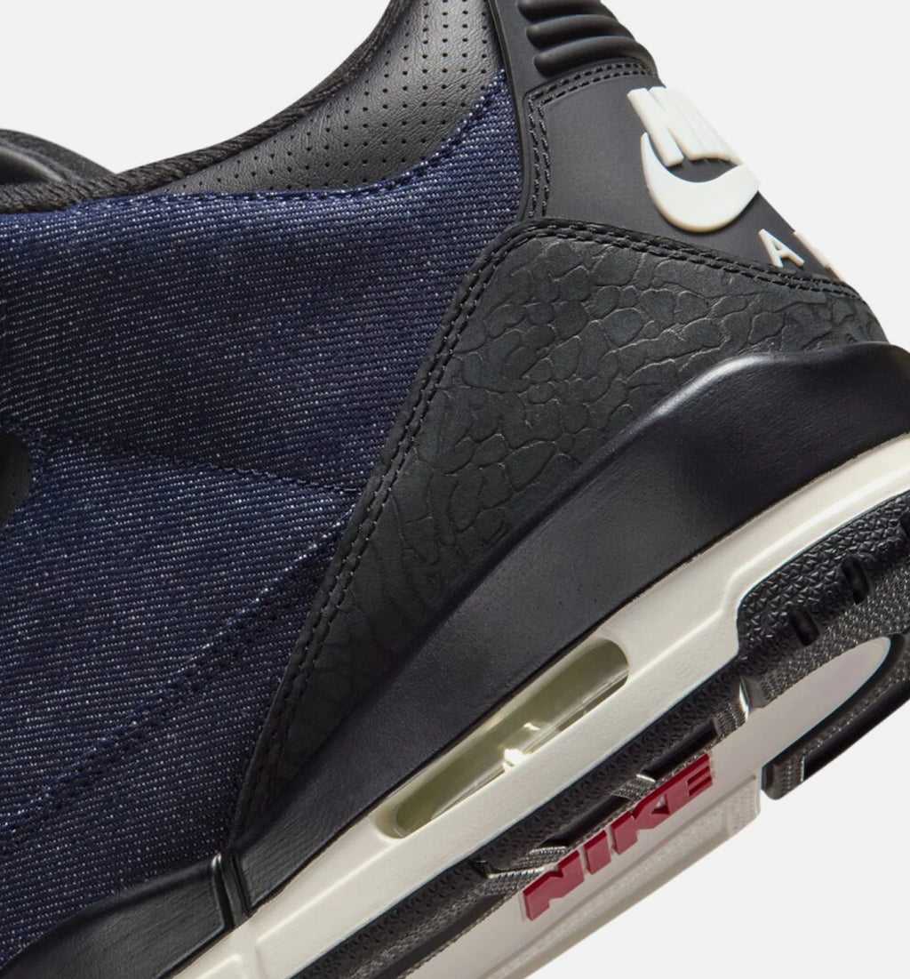 Air Jordan 3 x Levis Indigo And Gym Red Mens Lifestyle Shoe Denim Black Sail