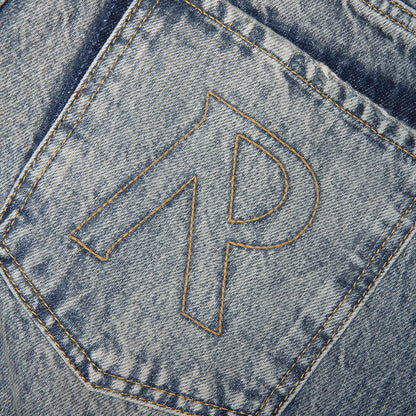 R3 Distressed Baggy Denim Blue Cream