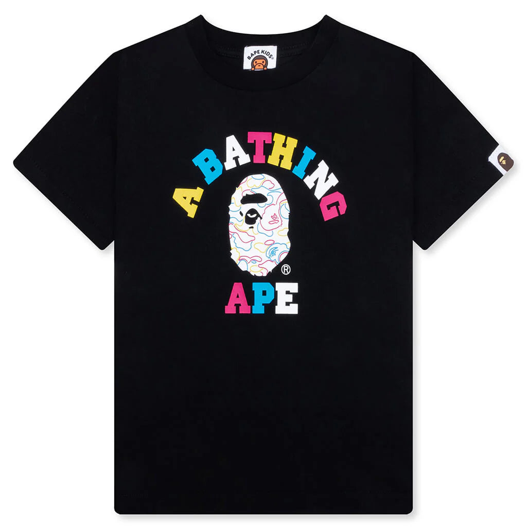 Kids Neon Camo College Tee Black