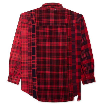 Flannel Shirt 7 Cuts Shirt Over Dye Red
