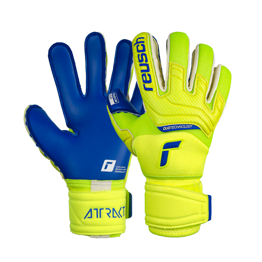 Reusch Attrakt Duo Ortho Tec Goalkeeper Gloves Fluo Yellow Blue