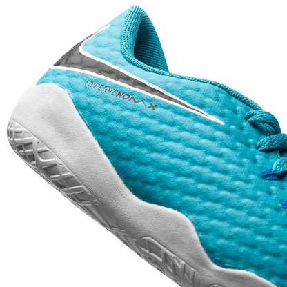 Nike Jr HypervenomX Phelon III IC Indoor Soccer Shoes White Black Photo Blue