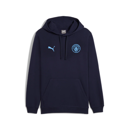 PUMA Manchester City FTBL Ess Mens Soccer Hoodie FL Navy Light Blue