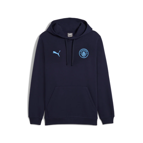 PUMA Manchester City FTBL Ess Mens Soccer Hoodie FL Navy Light Blue