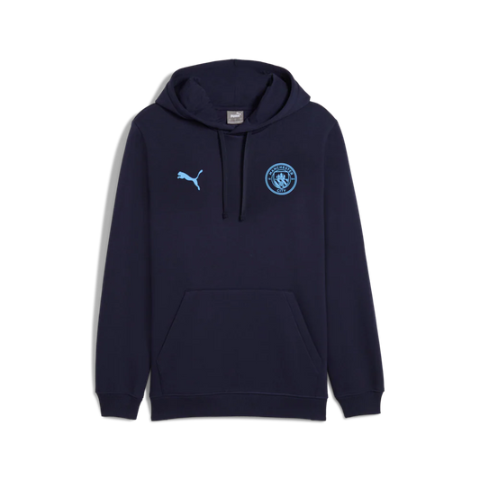 PUMA Manchester City FTBL Ess Mens Soccer Hoodie FL Navy Light Blue