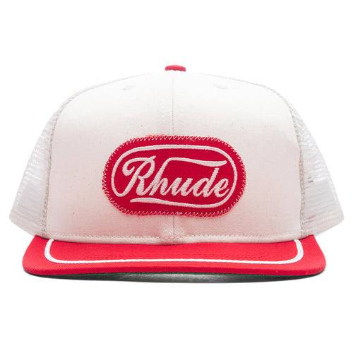 Patch Trucker Hat Off White Red