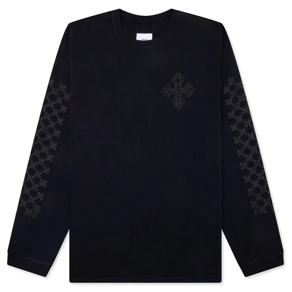 Rhude Cross Logo L S Tee Vintage Black