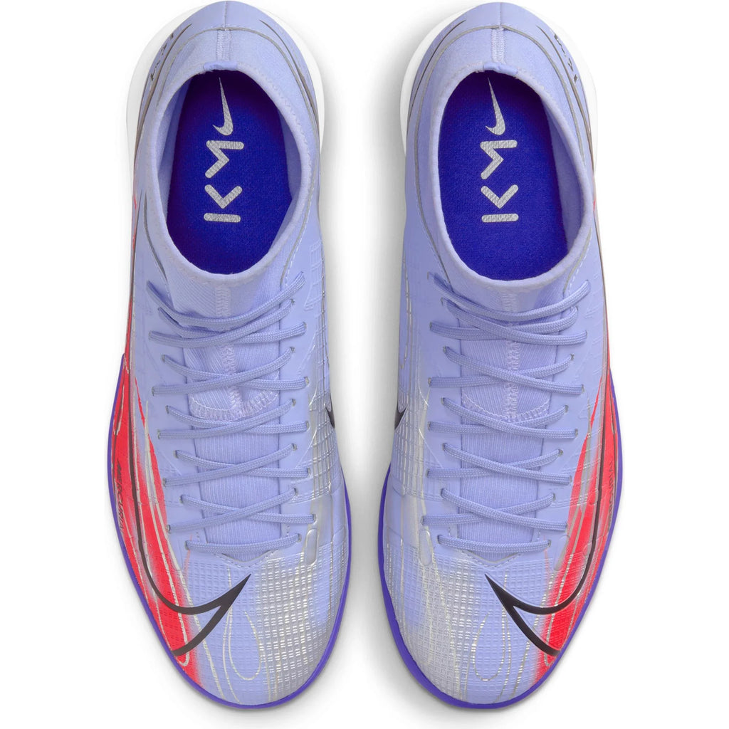 Nike Superfly 8 Academy KM IC Indoor Soccer Shoes Light Thistle Metallic Silver