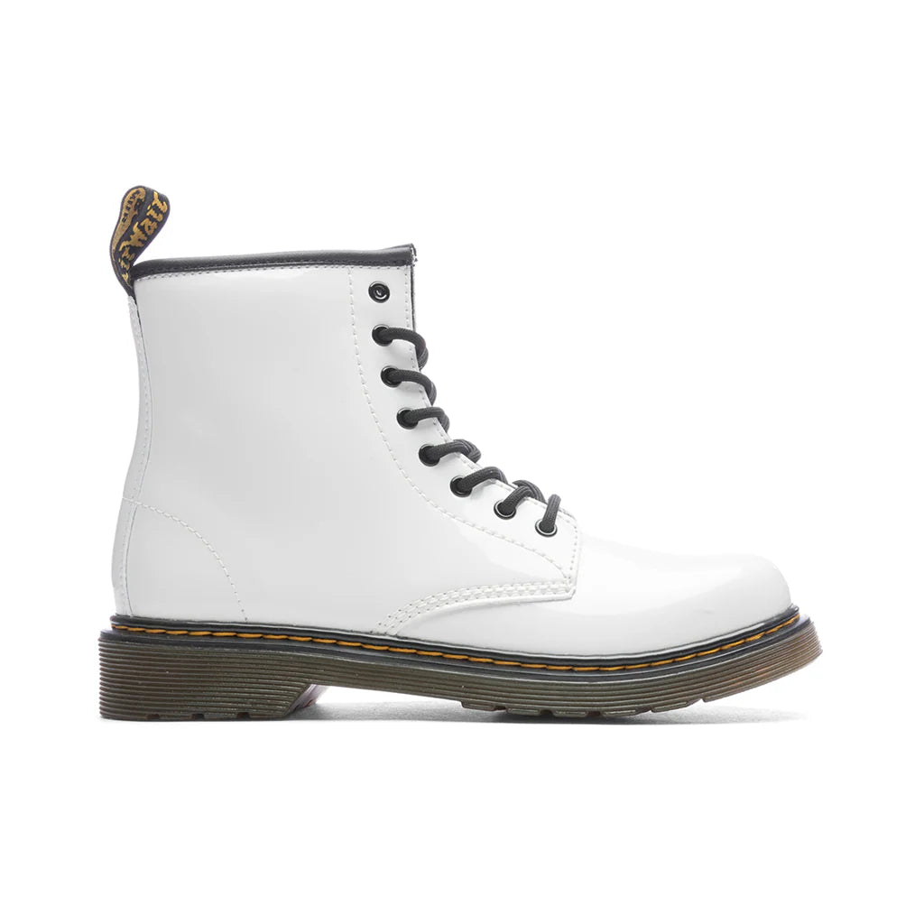 Junior 1460 Patent Leather Boots White Patent Lamper