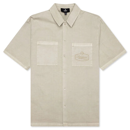 Short Sleeve Cotton Overshirt Beige