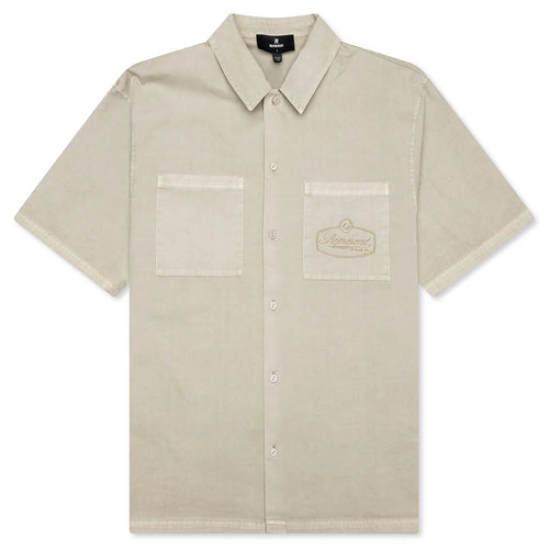 Short Sleeve Cotton Overshirt Beige