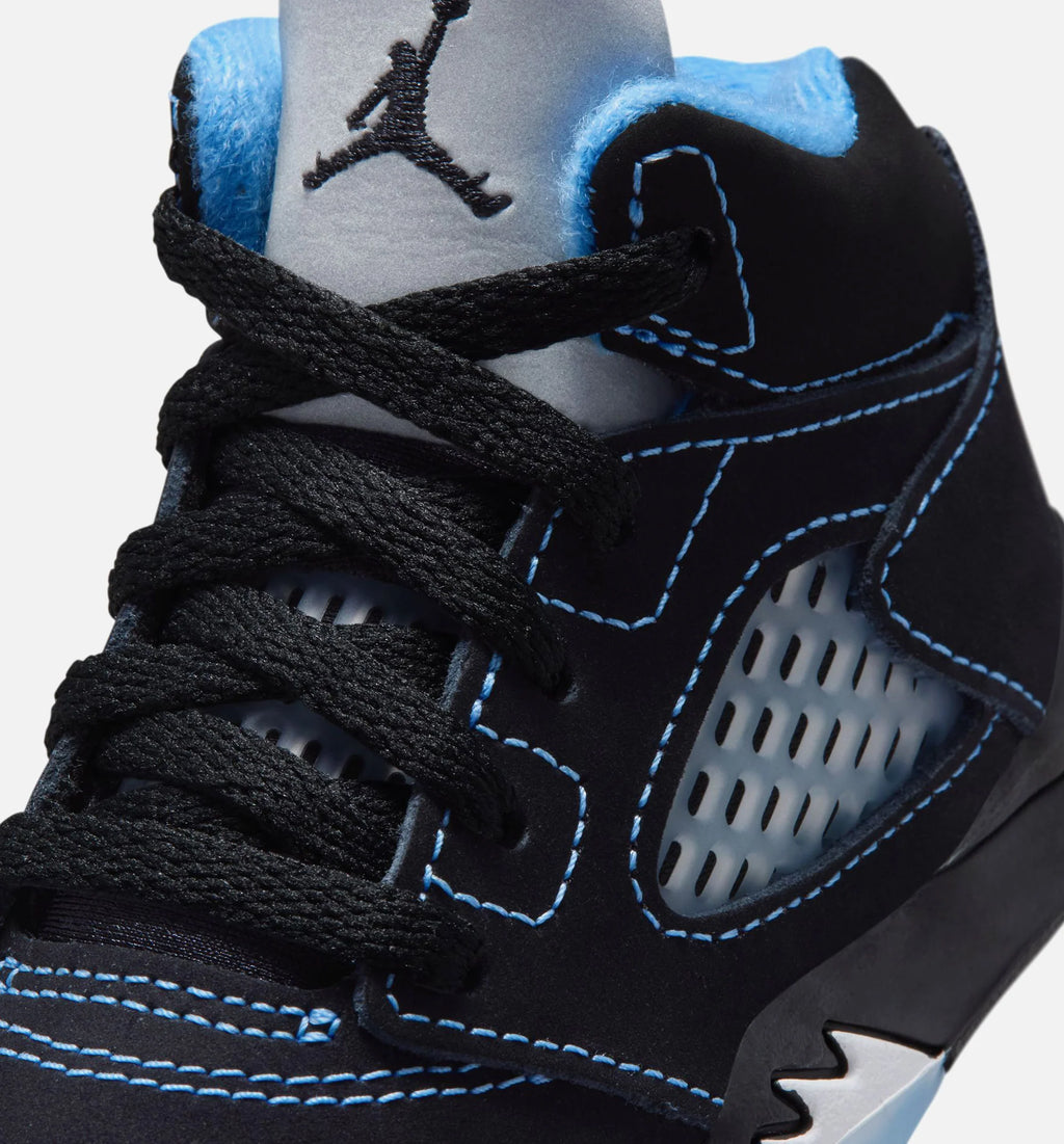 Air Jordan 5 Retro Black Carolina Infant Toddler Lifestyle Shoe Black University Blue White Free Shipping