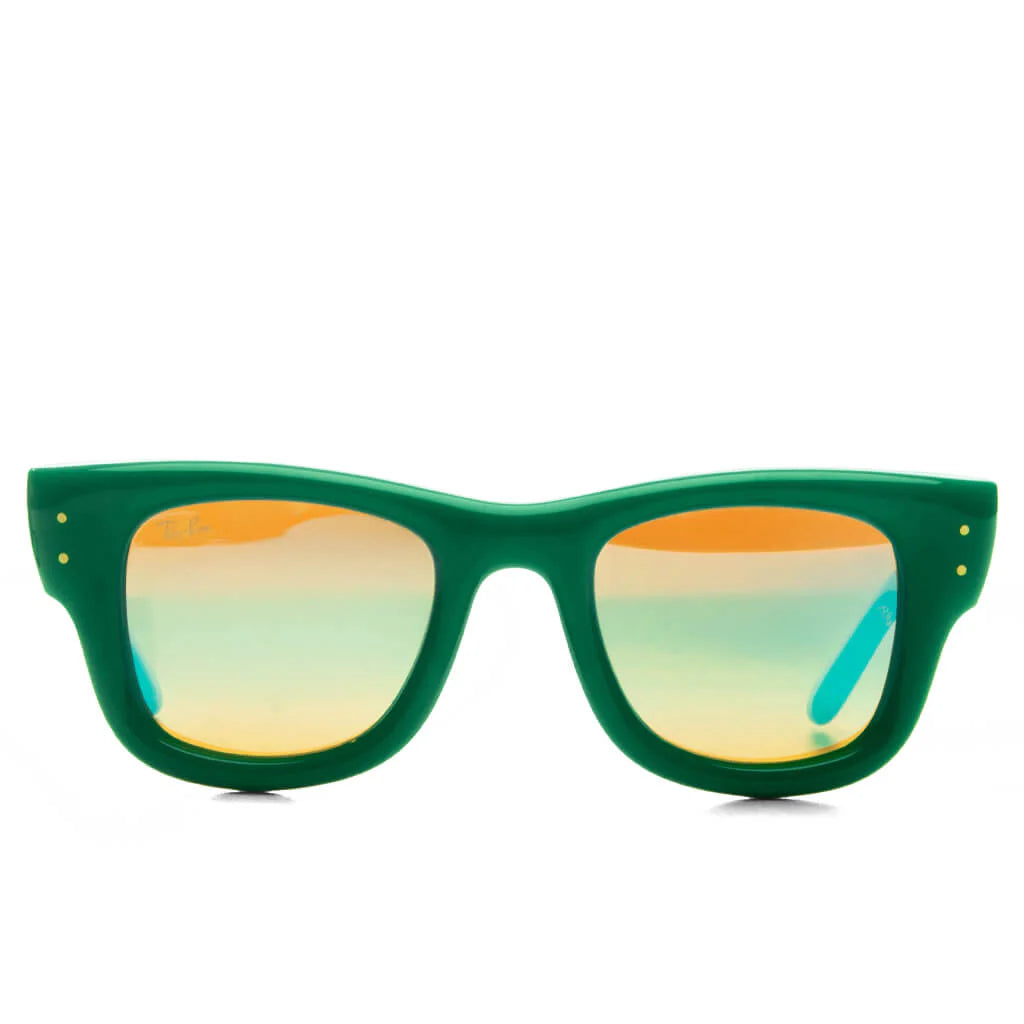 Ray Ban x AAP Rocky Wayfarer Puffer Green Frame Blue Mirror Lens