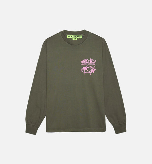 Studio Flora Mens Long Sleeve Shirt Olive