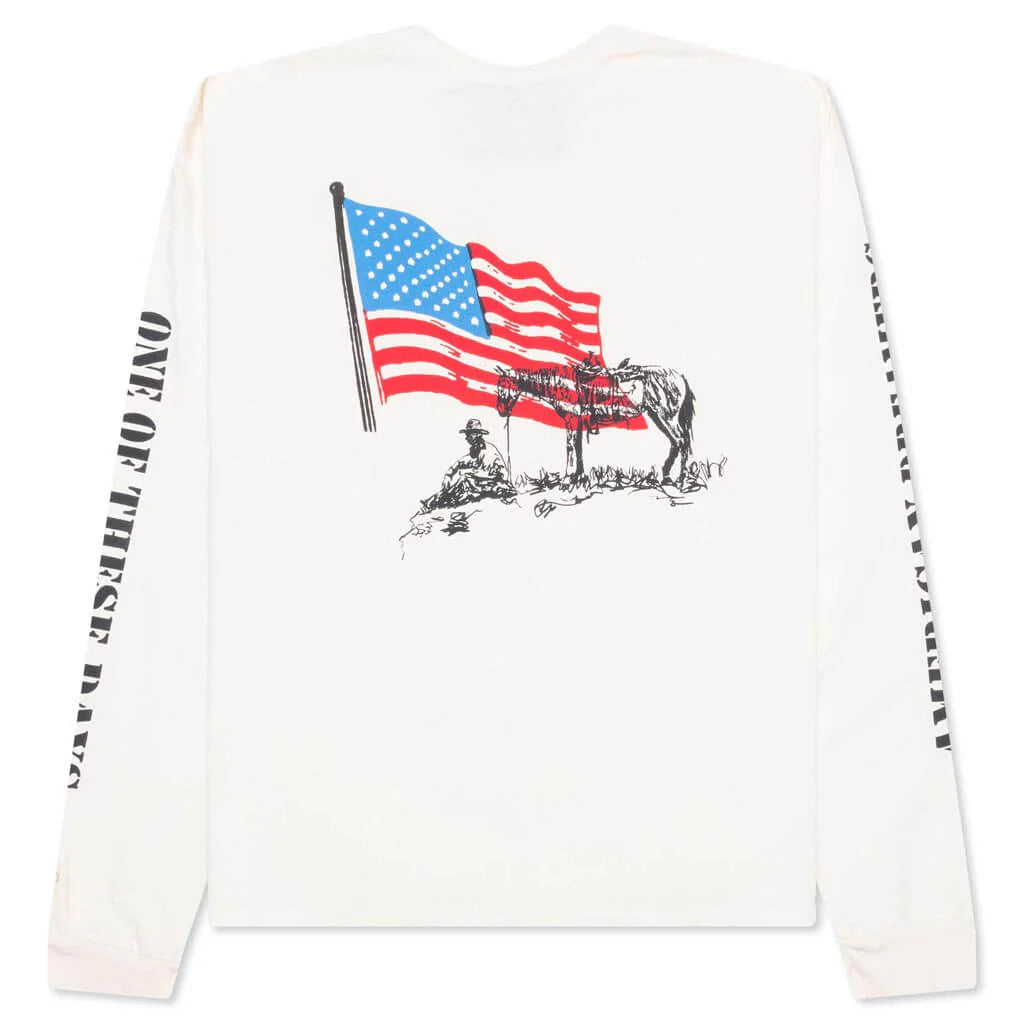 American Flag Cowboy Long Sleeve Tee Bone