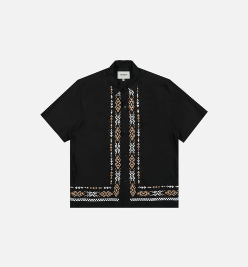 Coba Viscose Mens Short Sleeve Shirt Black