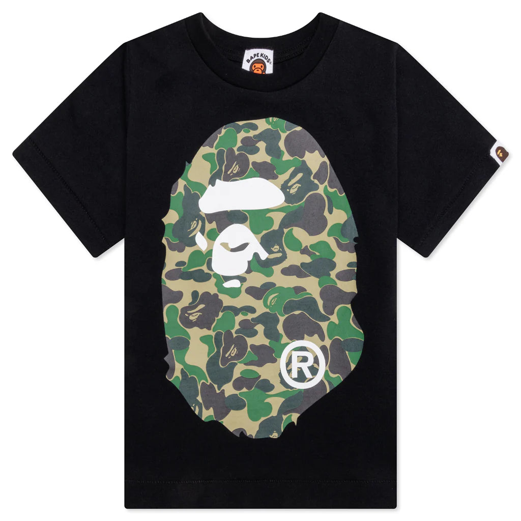 Kids ABC Camo Big Ape Head Tee Black Green