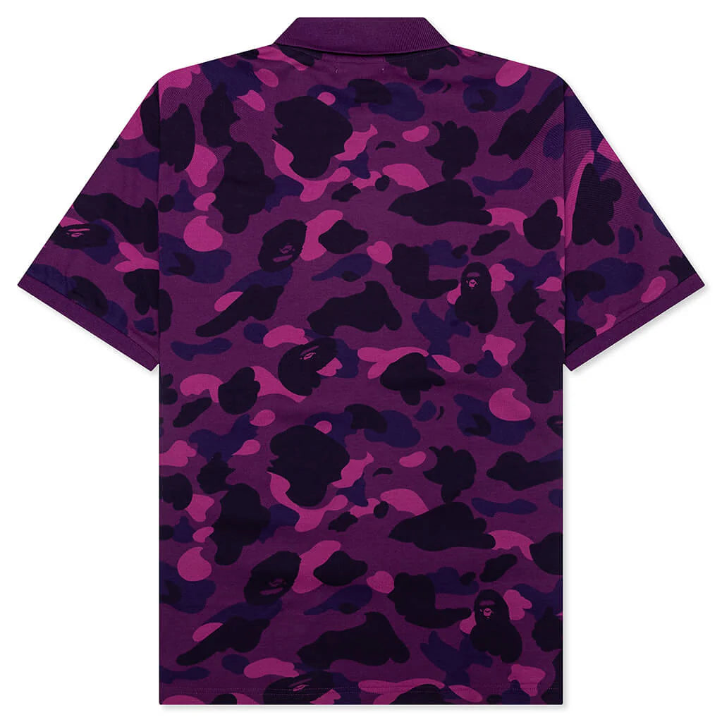 Color Camo Large Ape Head Relaxed Fit Polo Shirt Purple