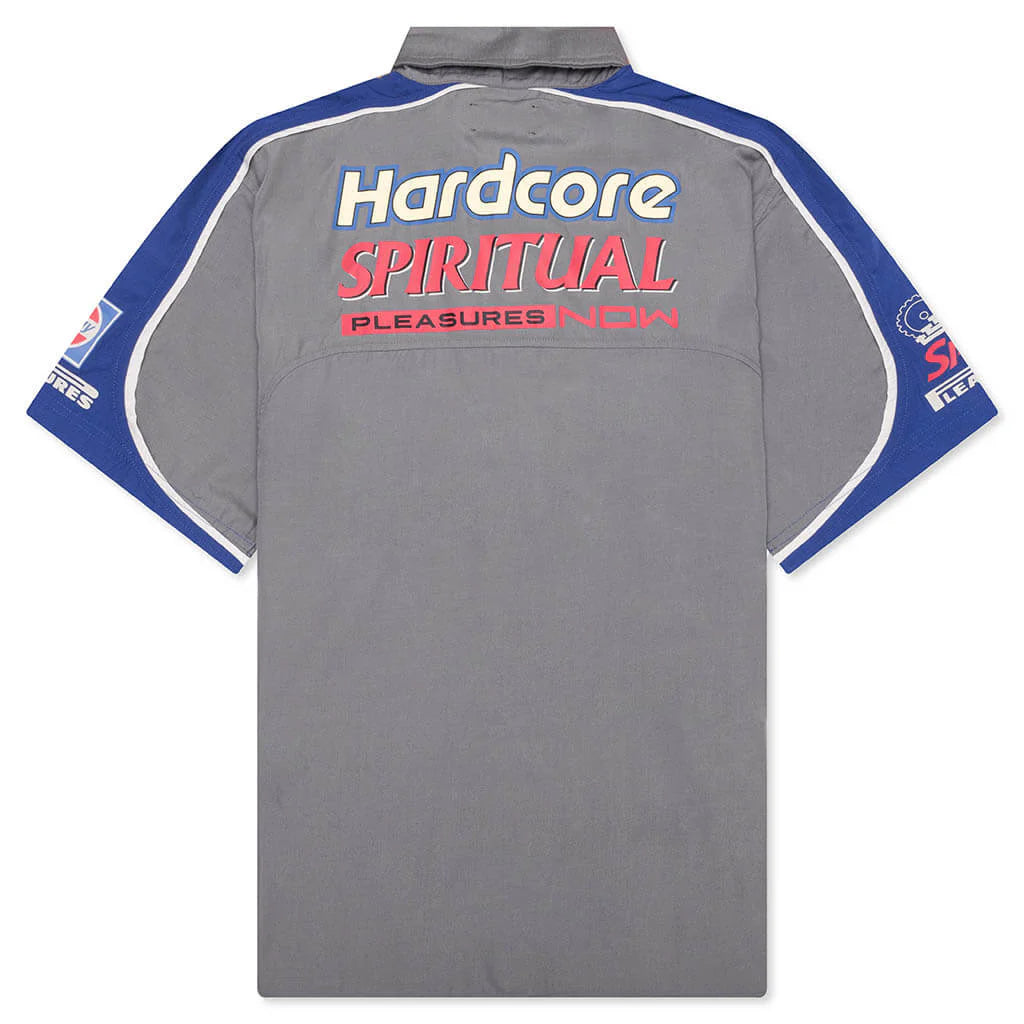 Terror Button Up Shirt Grey